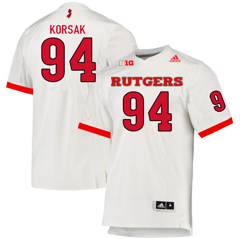 Men #94 Adam Korsak Rutgers Scarlet Knights College Football Jerseys Sale-White